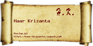 Haar Krizanta névjegykártya